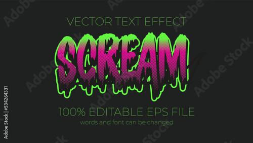 scream editable text effect style, EPS editable text effect