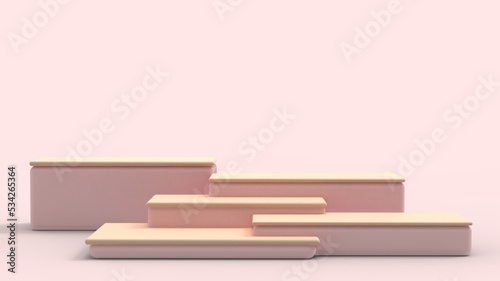 Abstract Products display minimal scene with geometric forms. wood podium on Red background. Stage for showcase, Minimal scene, Products showcase, Promotion, banner, website -3d Rendering © guguart