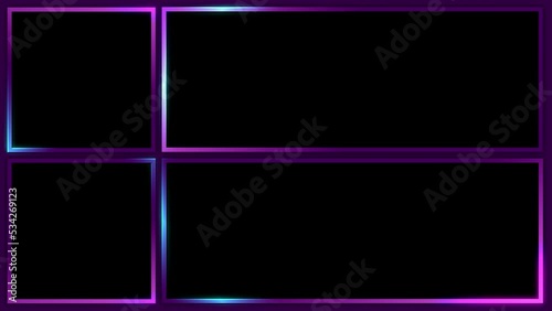 Frame for live streaming. Animated violet Overlay for Streaming Streamers or Gamers with alpha channel