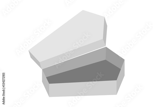 white coffin design on a white background