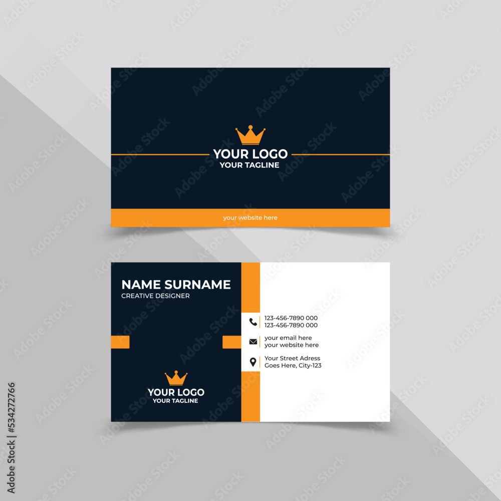 Black white and Orange Business Card Design Template Black white and Orange Business Card Design Template