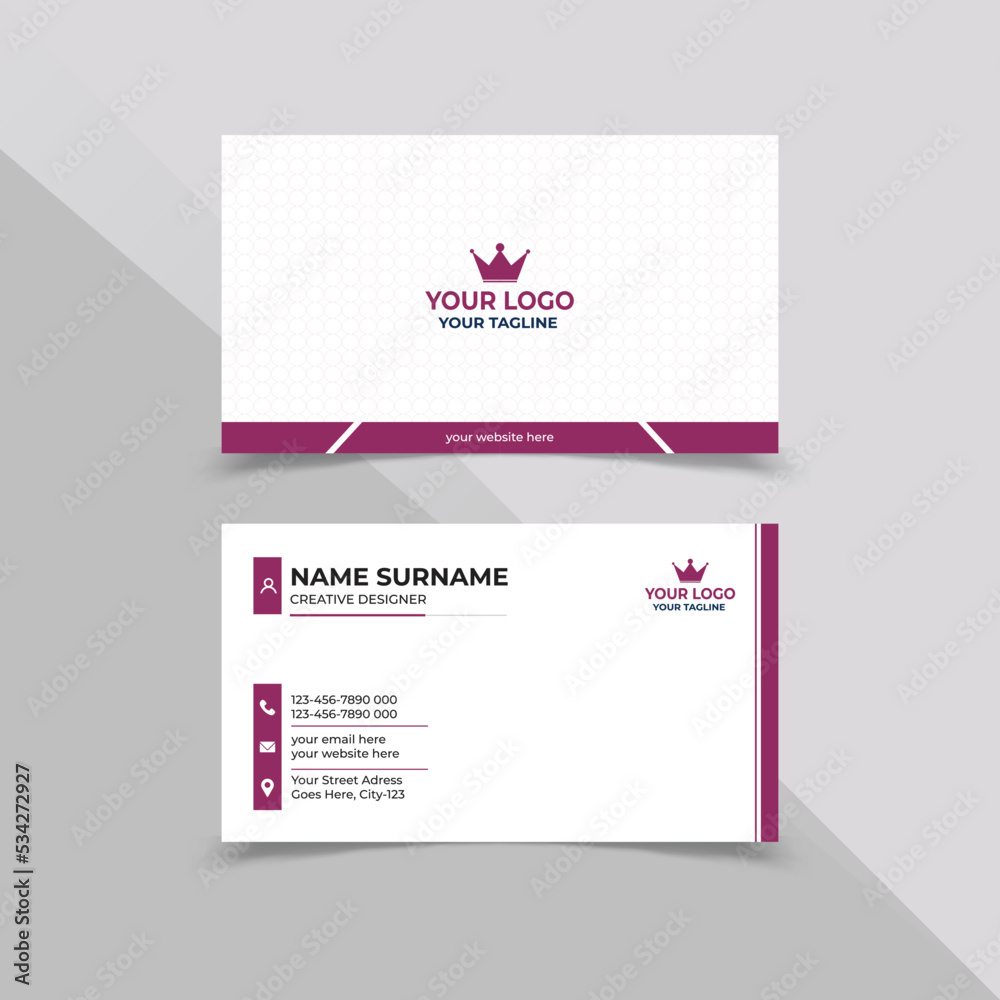 Minimal purple and white Business Card Design Template