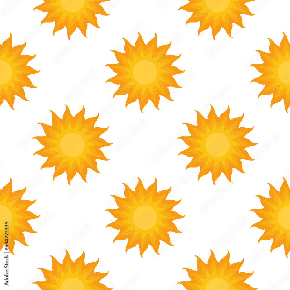 sun seamless pattern on white background