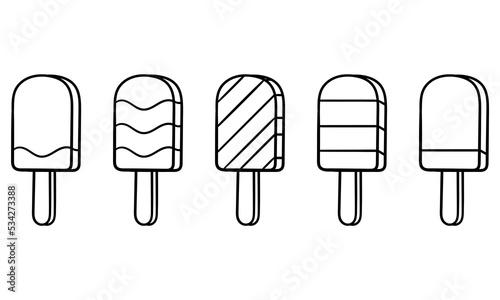 hand drawn collection of ice cream on a white background