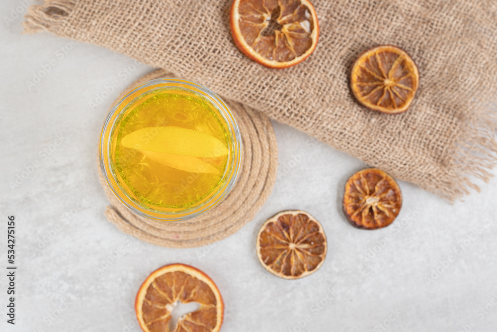 Glass of fresh lemonade with orange slices Glass of fresh lemonade with orange slices