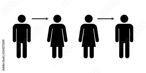 A symbol of changing gender from male to female and from female to male. A sign of sex reassignment surgery. Vector illustration isolated on white background photo
