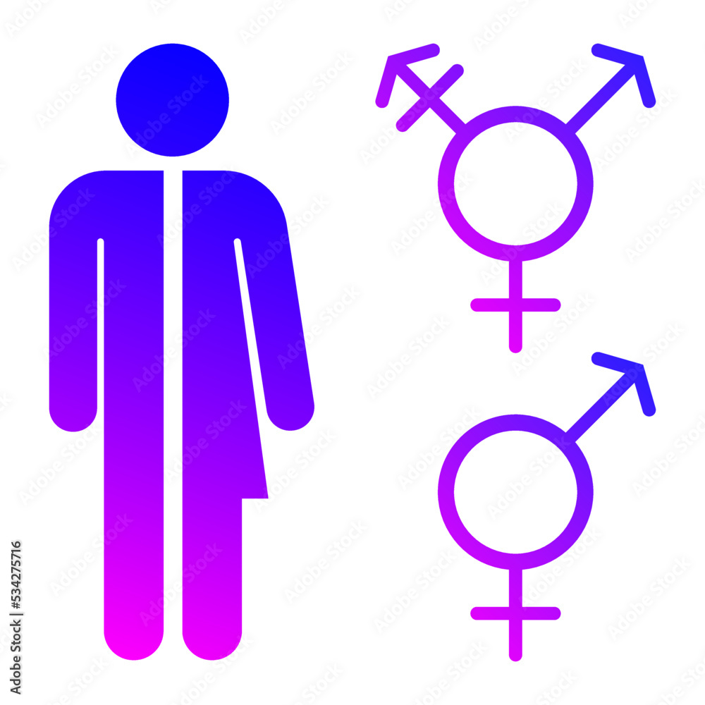 Unisex or intersex symbol icon collection. Male and female symbols