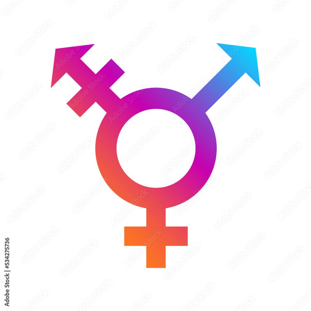 Unisex or intersex symbol icon. Male and female symbols. Hermaphroditism or transgender symbol. Vector illustration on white background Unisex or intersex symbol icon. Male and female symbols. Hermaphroditism or transgender symbol. Vector illustration on white background