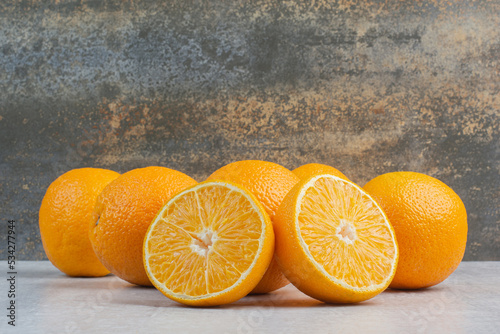 Fresh ripe oranges on stone table © azerbaijan-stockers