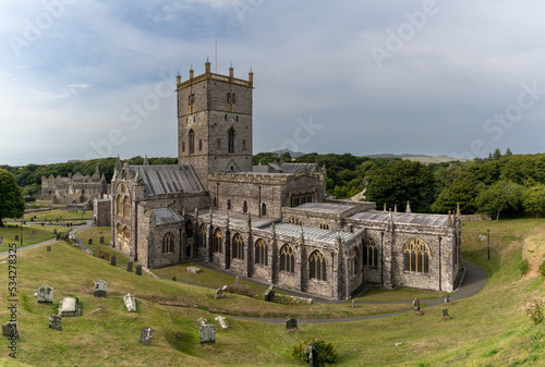 view of the St Davids Cathedral and cemetery in Pembrokeshire