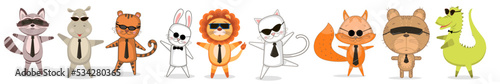 Vector illustration, funny animals. Background, design, sticker.
