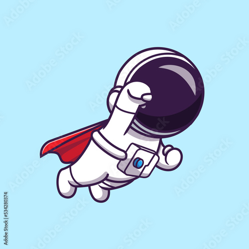 Cute Astronaut Super Flying Cartoon Vector Icon Illustration. 
Science Technology Icon Concept Isolated Premium Vector. 
Flat Cartoon Style
