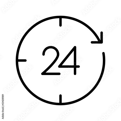 24 Hours Icon Simple Sign Symbol of Time and Clockwise
