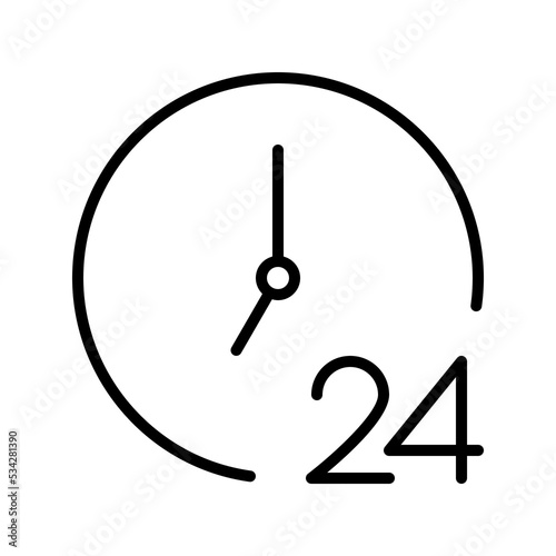 24 Hours Icon Simple Sign Symbol of Time and Clockwise