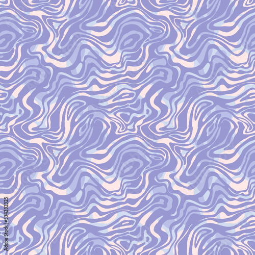Wavy magic swirl vector seamless pattern. Hand drawn 1970 vector illustration. Sixties pattern trippy. Groovy hippy style.