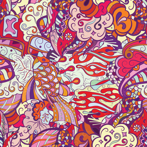 Tracery seamless pattern. Mehndi design. Ethnic doodle texture. Curved doodling background. Vector