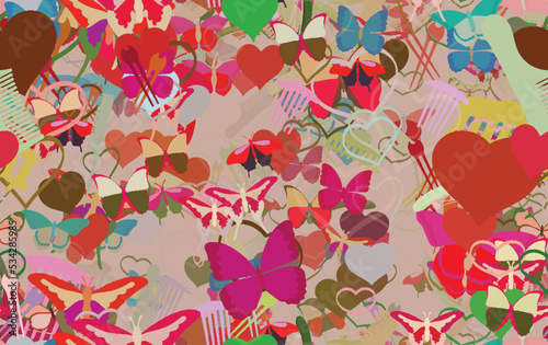 Background pattern abstract seamless design texture. Theme is about love, hairpin, various, graphic, vector