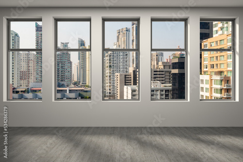 Canvas Print Empty room Interior Skyscrapers View Bangkok