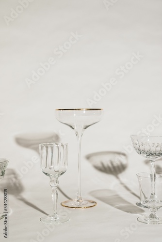 collection of fancy cocktail glassware