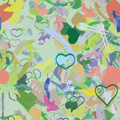 Background pattern abstract seamless design texture. Theme is about barrette, walking shoes, slingback shoes