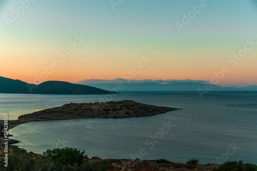 Beautiful landscape with mountains and sea in the morning.