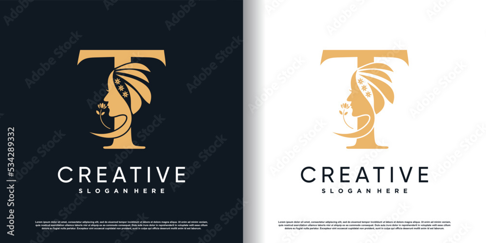 letter logo t with beauty concept Premium Vector Stock Vector | Adobe Stock