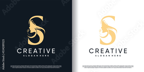  letter logo s with beauty concept Premium Vector