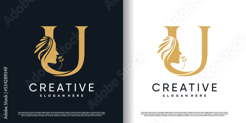  letter logo u with beauty concept Premium Vector