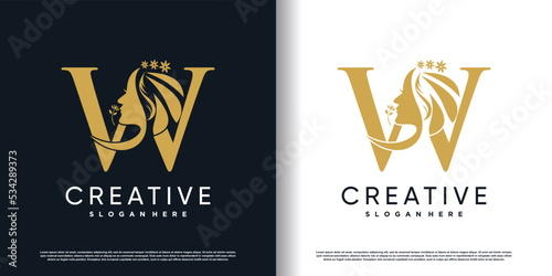  letter logo w with beauty concept Premium Vector