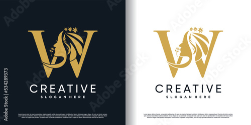  letter logo w with beauty concept Premium Vector