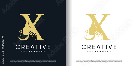  letter logo x with beauty concept Premium Vector