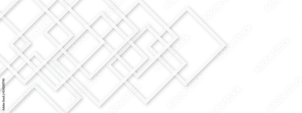 Abstract white and grey geometric overlapping square pattern, design of technology background with shadow. Vector illustration. You can use for add, poster, design artwork, template, banner, wallpaper