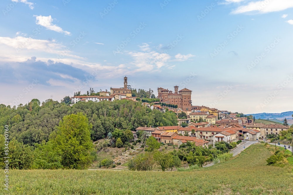 View of Castello Cereseto in Piedmont in the evening