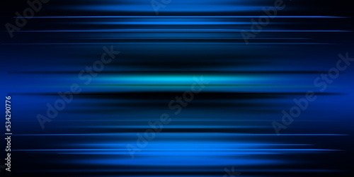 Abstract blue light trails in the dark, motion blur effect