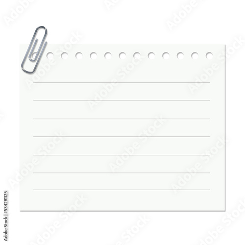 blank note paper with clip