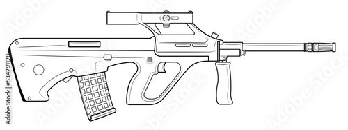 Vector illustration od the Steyr AUG bullpup automatic rifle.