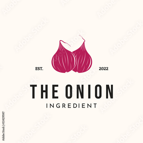 onion vintage logo vector minimalist illustration design, fresh onion symbol design