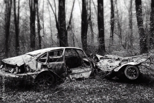 Old abandoned wrecked vehicles