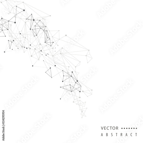 Geometric connected line and dots. Simple technology graphic. Vector science design. Digital vector network background
