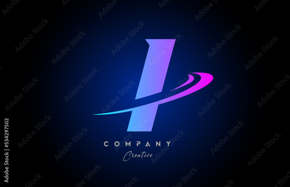 I pink blue alphabet letter logo icon design with swoosh. Creative template for company and business I pink blue alphabet letter logo icon design with swoosh. Creative template for company and business