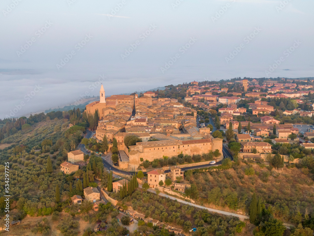 Aerial view of Pienza in Tuscany