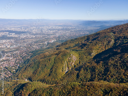 Aerial Autumn panorama of Vitosha Mountain, Bulgaria