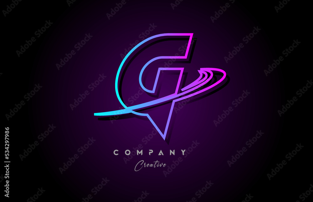 blue and pink alphabet G letter logo icon design with swoosh. Creative template for company and business blue and pink alphabet G letter logo icon design with swoosh. Creative template for company and business