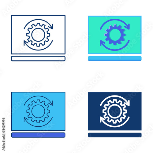 Software updates icon set in flat and line style