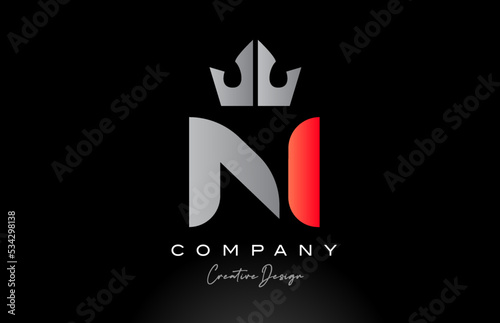 orange N alphabet letter logo icon design with king crown. Creative template for company