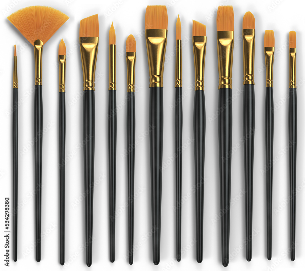 Fototapeta premium Set of different brushes for paints