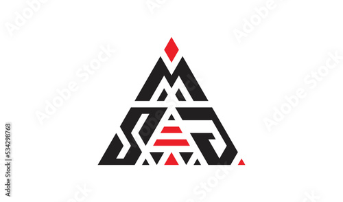 Creative triangle  MSJ three letter logo  design photo