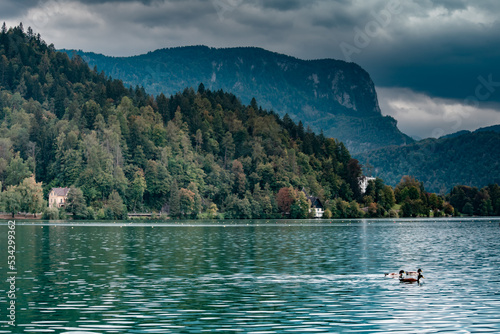 Lake Bled Slovenia autumn panoramic view