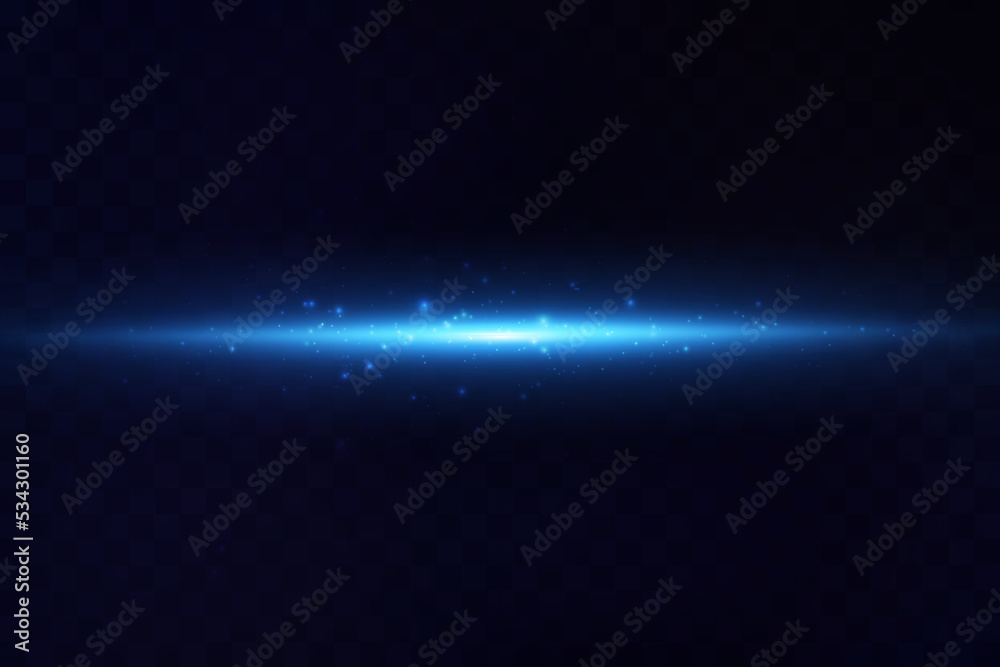 Vector illustration of a blue color. Light effect. Abstract laser beams of light. Chaotic neon rays of light 