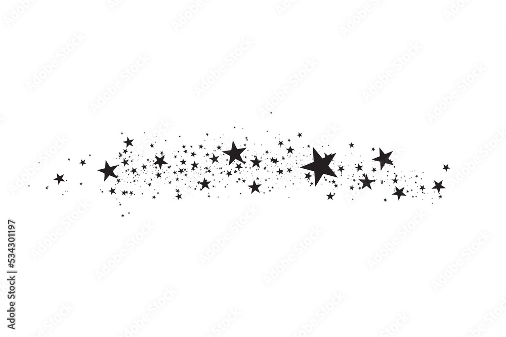 Stars on a white background. Black star shooting with an elegant star.Meteoroid, comet, asteroid, stars. Stars on a white background. Black star shooting with an elegant star.Meteoroid, comet, asteroid, stars.
